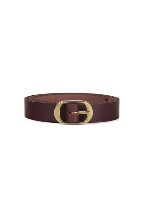 Oval Buckle Leather Belt 18mm