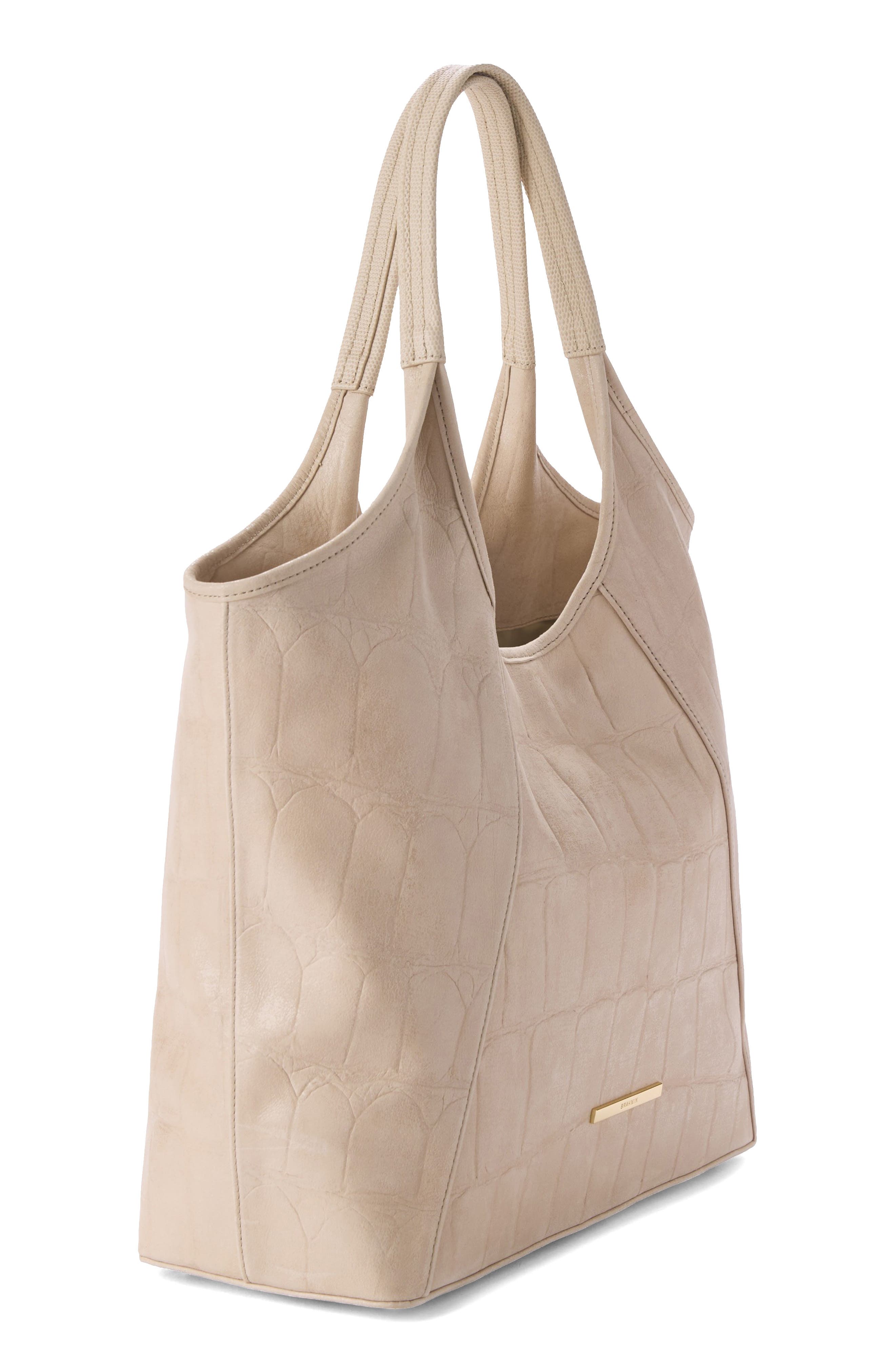 Brahmin Iona Croc Embossed Leather Tote, Alternate, color, Beige