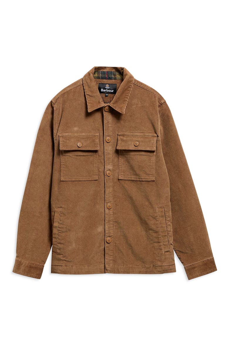 Tartan Trimmed Corduroy Shirt Jacket, Alternate, color, SANDSTONE