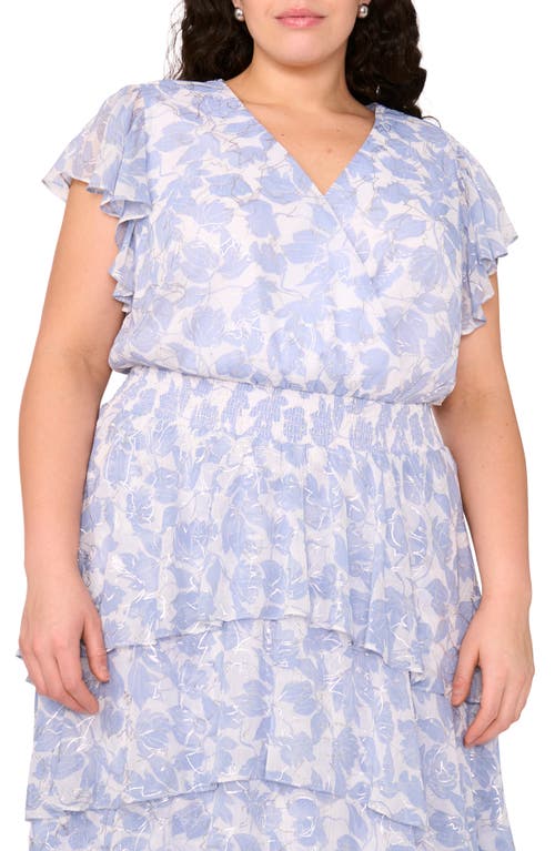 Halogenr Halogen(r) Floral Print Faux Wrap Dress In Rainwashed