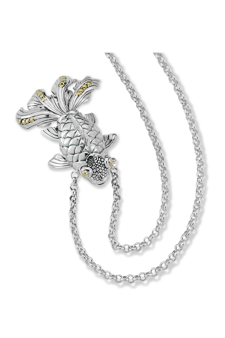 Koi Fish Pendant Necklace, Alternate, color, SILVER AND GOLD