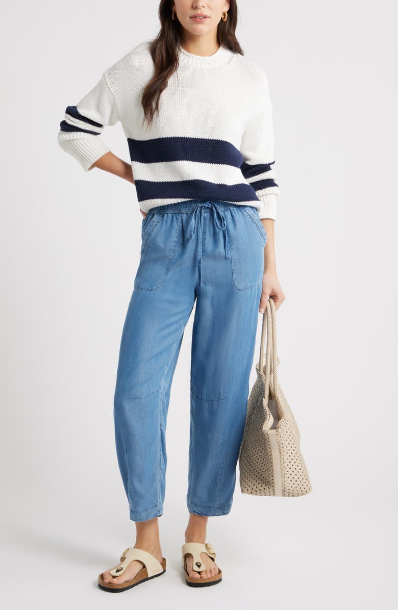 Caslon<sup>®</sup> Ankle Drawstring Utility Pants, Alternate, color, Medium Wash