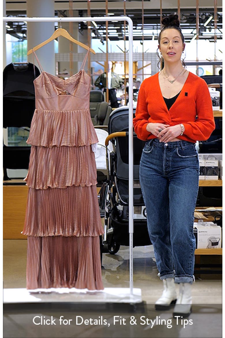 Zahrah Tiered Pleated Satin Evening Gown video
