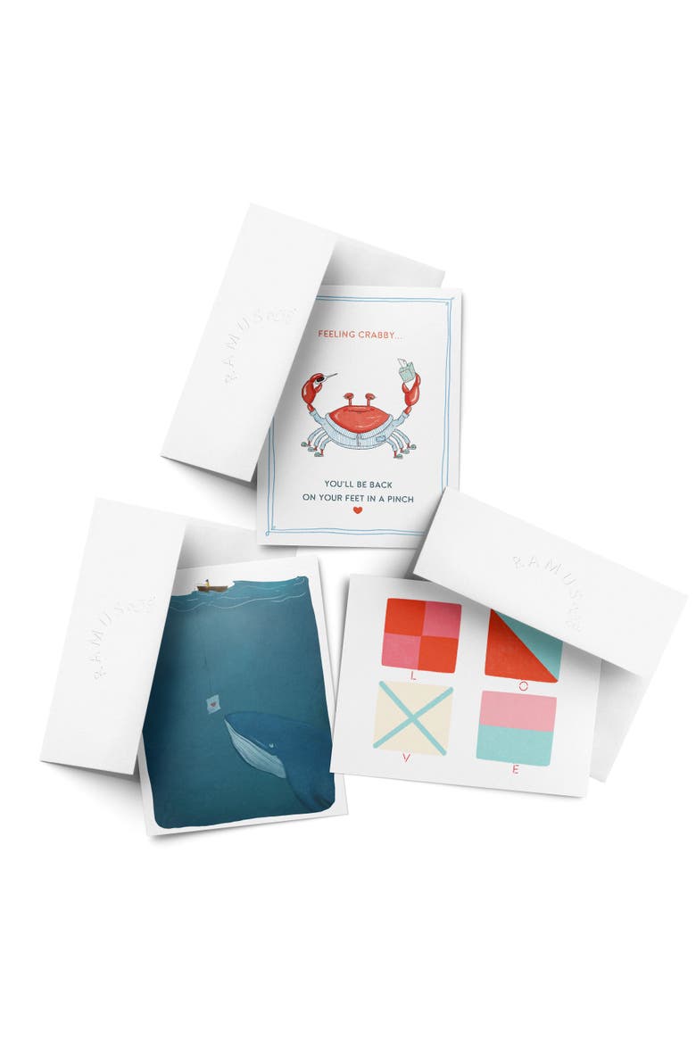 Sympathy Greeting Card Pack, 'Feeling Crabby, Love Note Whale, LOVE Nautical Flags', Main, color, Multi-Pack