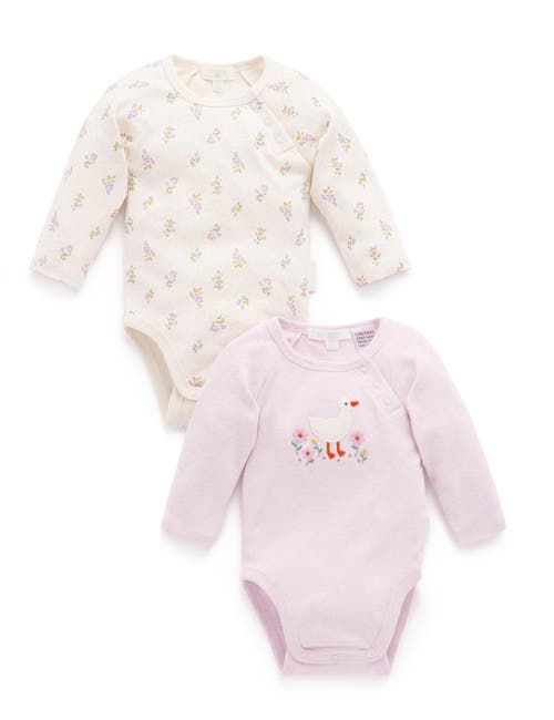 Purebaby 2 Pack Ruffle Bodysuit In Pink