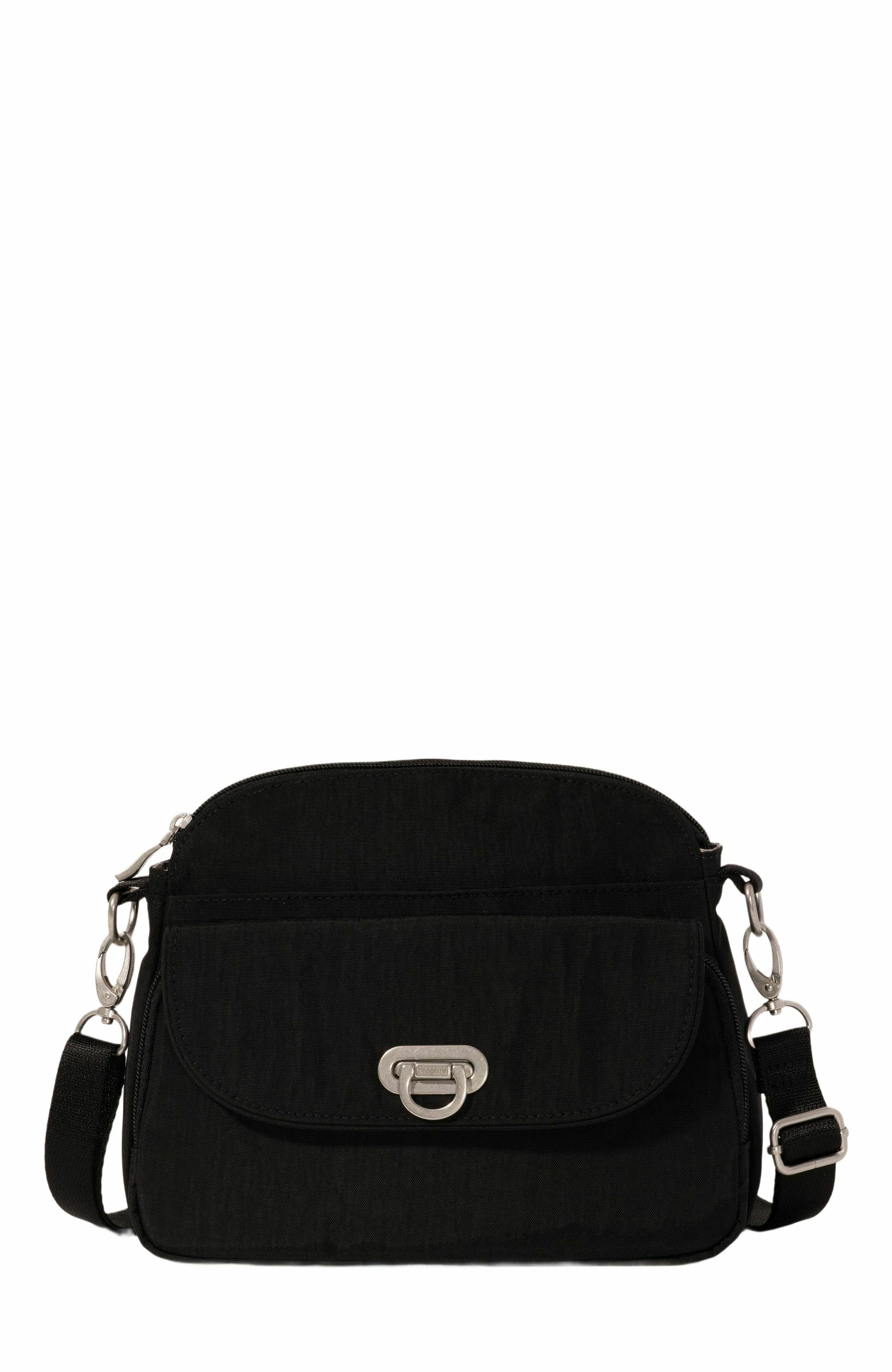 BAGGALLINI Coastal Flip Lock Crossbody Bag, Main, color, Black