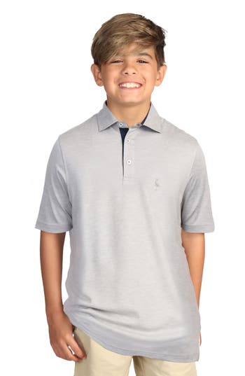Tailorbyrd Kids' Perforated Mesh Polo In Light Grey