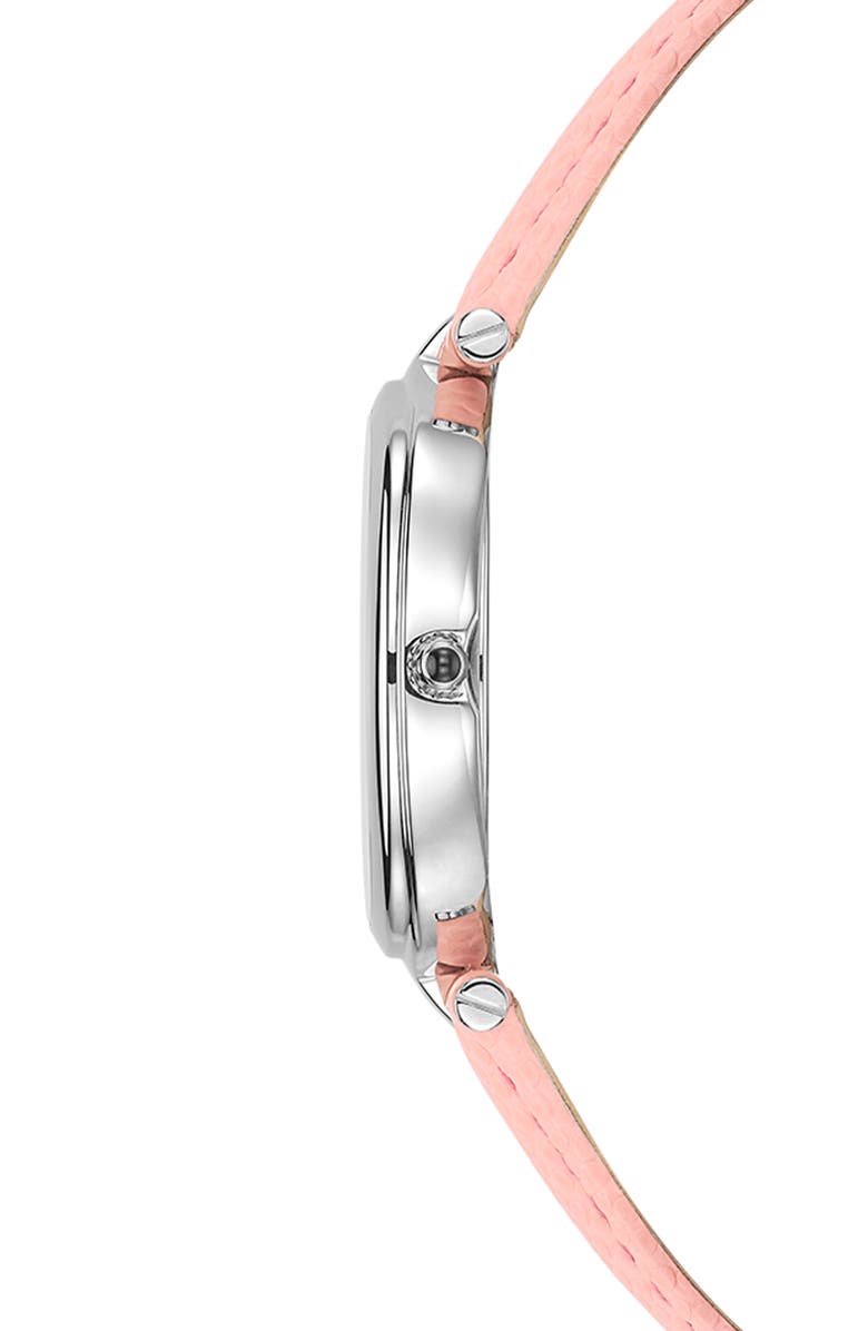 Balmain Haute Elegance Oval Leather Strap Watch, 26mm x 32mm, Alternate, color, Stainless Steel