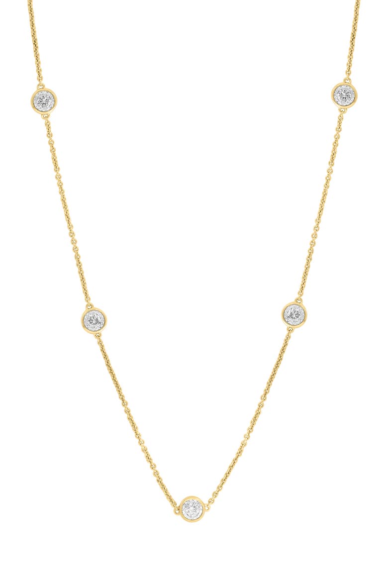 14k Gold Plated Lab Grown Diamond Station Necklace, Alternate, color, GOLD