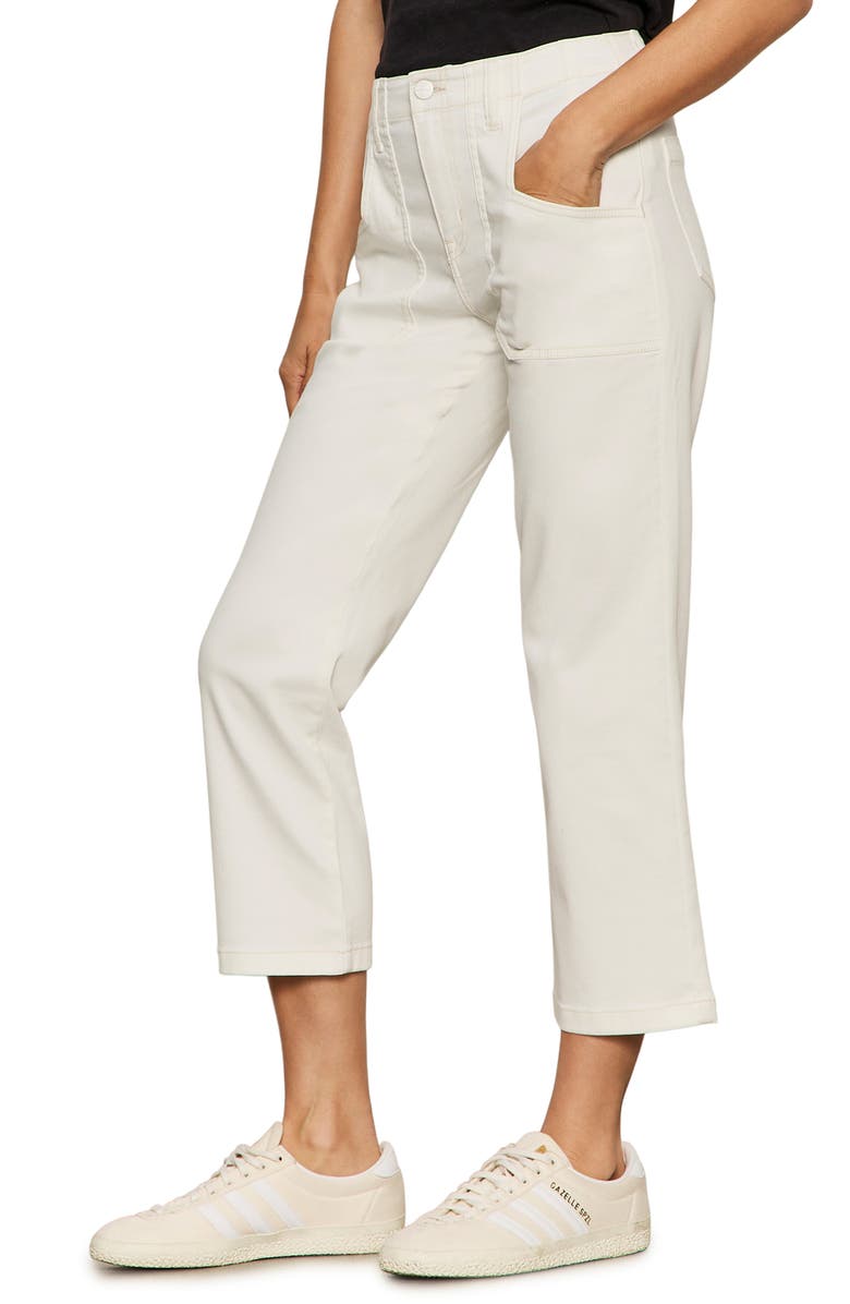 Sanctuary Retreat Mid Rise Crop Straight Leg Utility Pants, Alternate, color, Chalk White