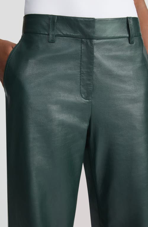 Lafayette 148 New York Sullivan Wide Leg Lambskin Leather Pants In Deep Malachite