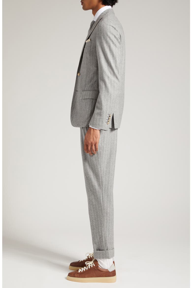 Herringbone Virgin Wool Suit, Alternate, color, MEDIUM GREY