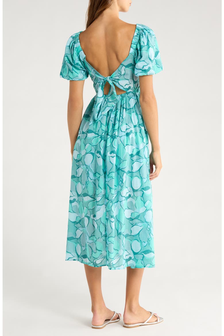Go Coastal Puff Sleeve Midi Dress, Alternate, color, BLUE BIRD