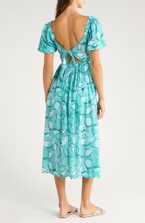 Billabong Go Coastal Puff Sleeve Midi Dress In Blue