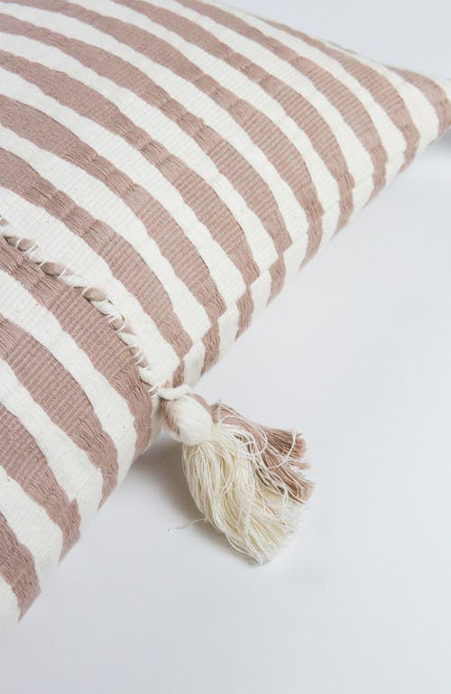 Archive New York Antigua Classic Striped Handwoven Cotton Throw Pillow In Tan