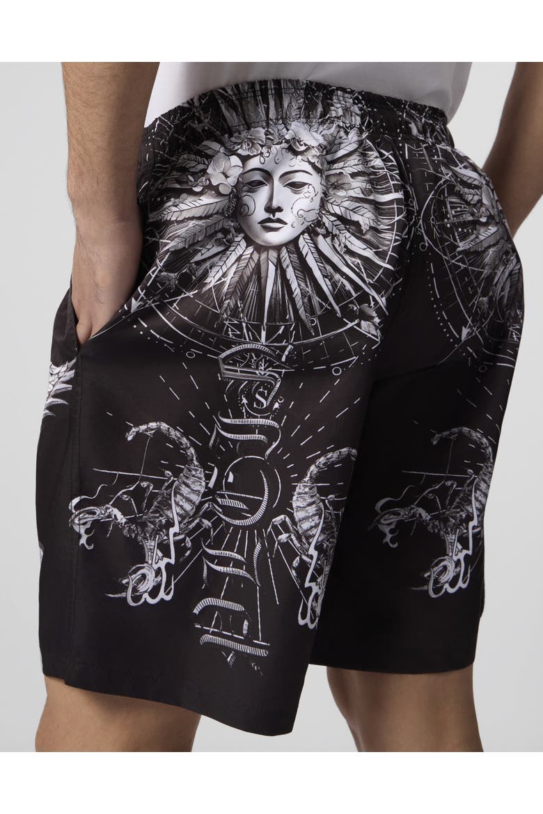Nylon Shorts Tattoo Men, Alternate, color, black