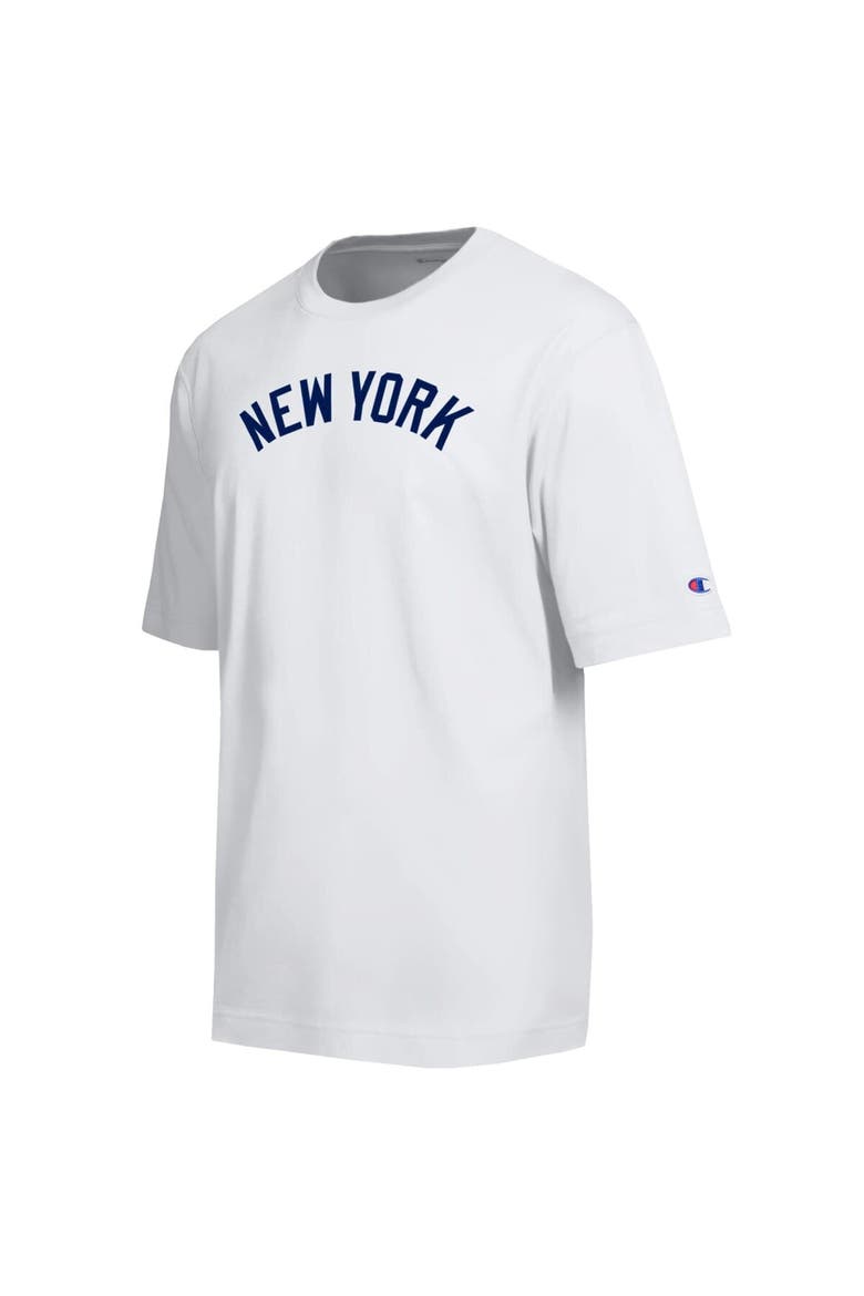Men's Champion White New York Yankees All Star Arched Chenille Wordmark T-Shirt, Alternate, color, White