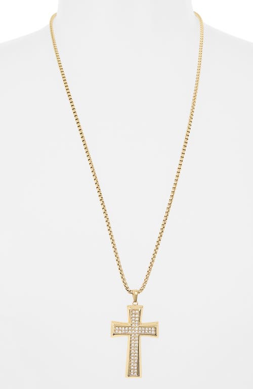 American Exchange Stainless Steel Pavé Crystal Cross Pendant Necklace In Gold