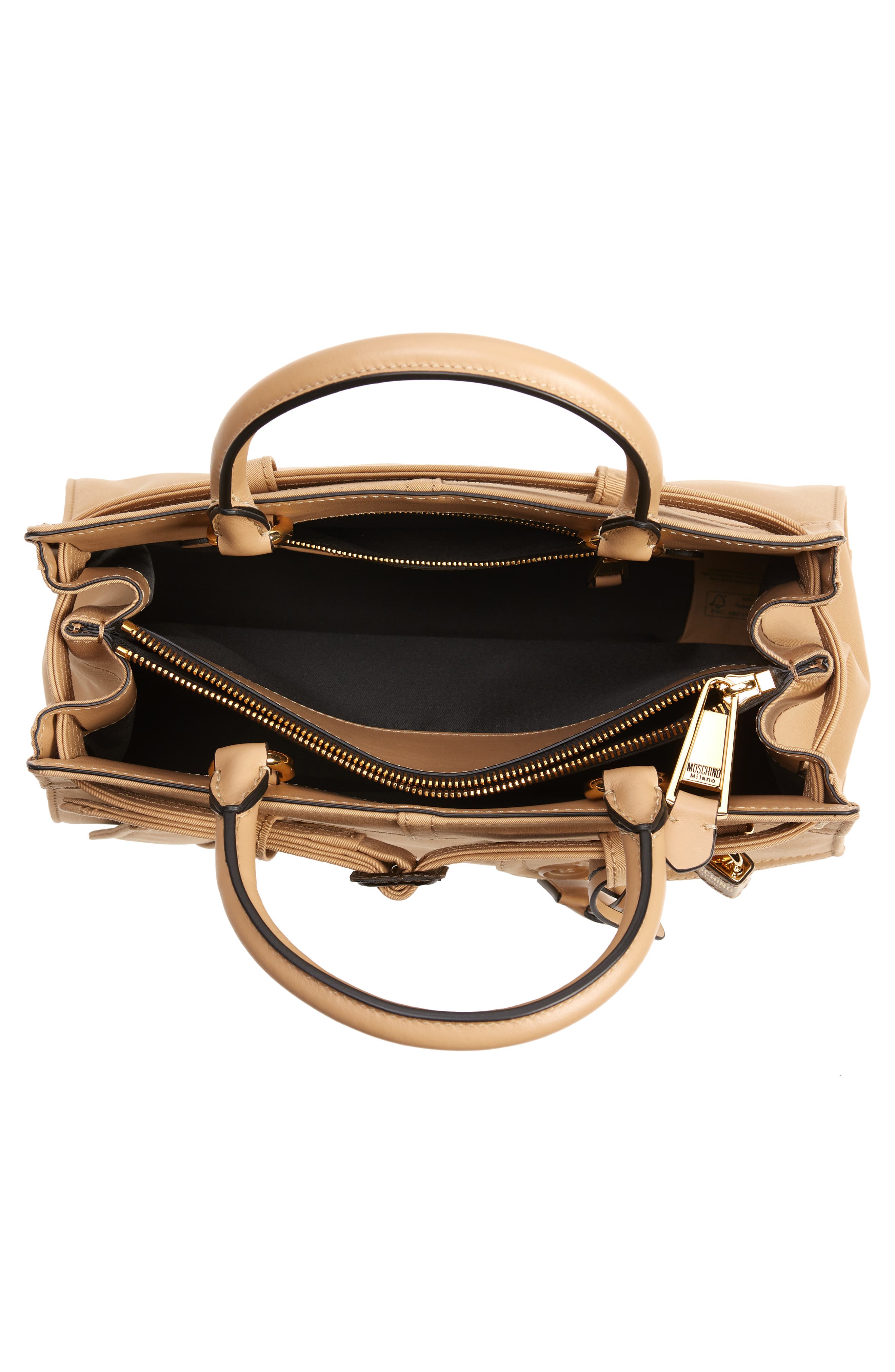 Moschino Trench Coat Gabardine Satchel, Alternate, color, 