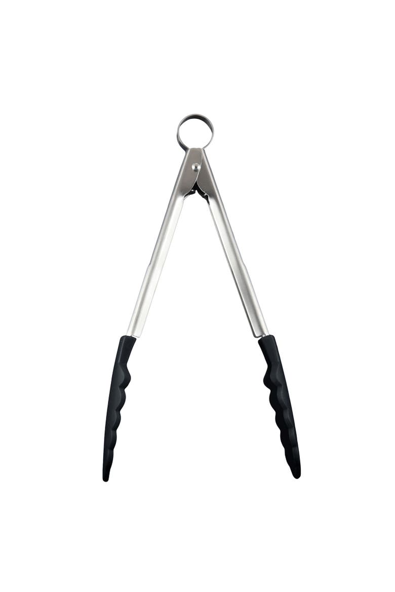 9.5 Inch Silicone Locking Tongs, Main, color, Black
