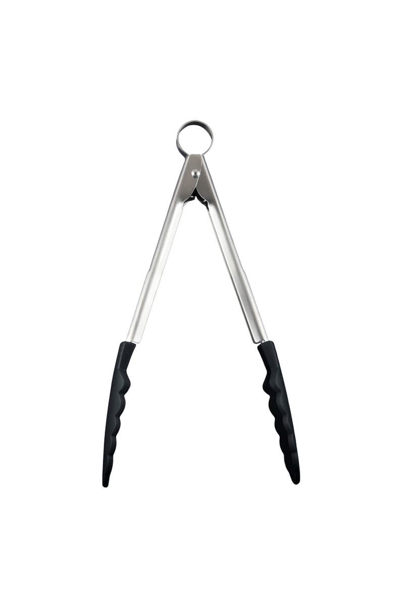 CUISIPRO 9.5 Inch Silicone Locking Tongs, Main, color, Black