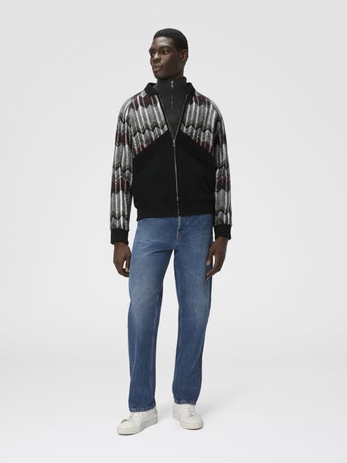 Missoni Bomber With Zigzag Insert In Wool Blend In Black