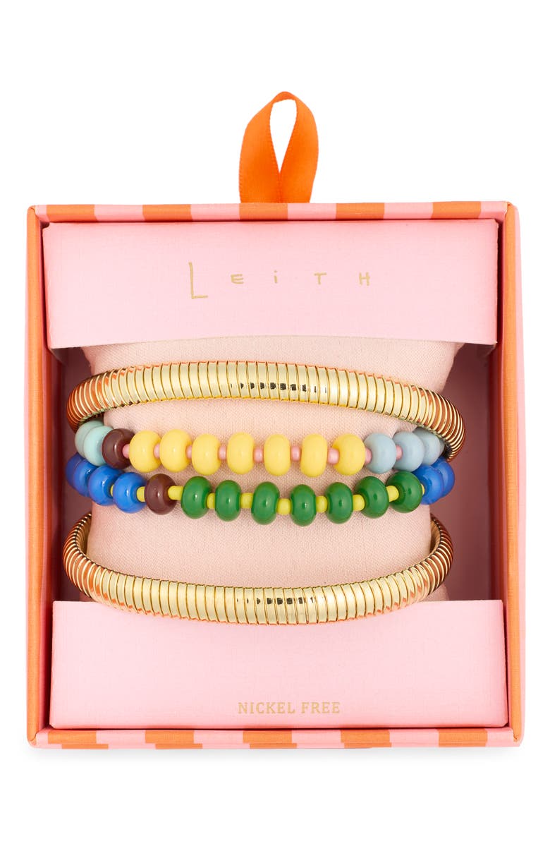 Leith Set of 4 Beaded & Metallic Bracelets, Main, color,