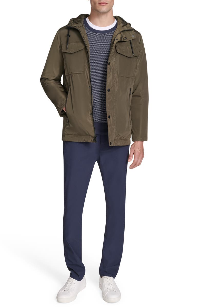 Kenneth Cole New York Hooded Utility Pocket Jacket, Alternate, color, Olive