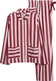 Damson Madder Florie Stripe Organic Cotton Pajamas