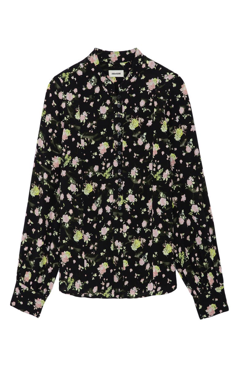 Zadig & Voltaire Twina Rose Print Button-Up Shirt, Alternate, color, 
