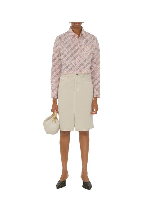 Burberry Vintage Check Cropped Buttoned Shirt In Floss