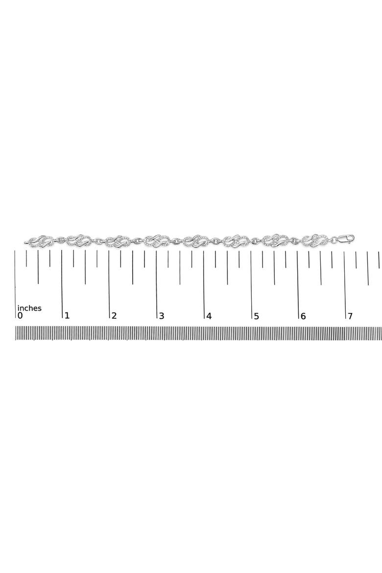 Silver 1.0 Cttw Diamond Infinity Loop and Swirl Link Bracelet, Alternate, color, White