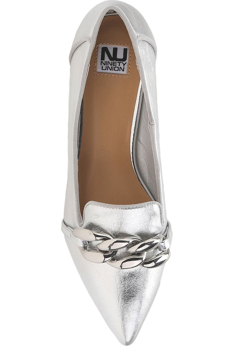 NINETY UNION Mira Pointed Toe Flat, Alternate, color, Silver