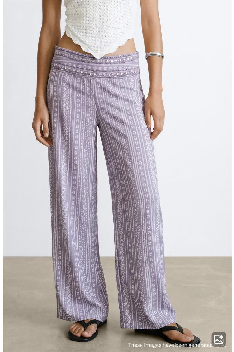Print Wide Leg Pants, Alternate, color, LIGHT/ PASTEL PURPLE