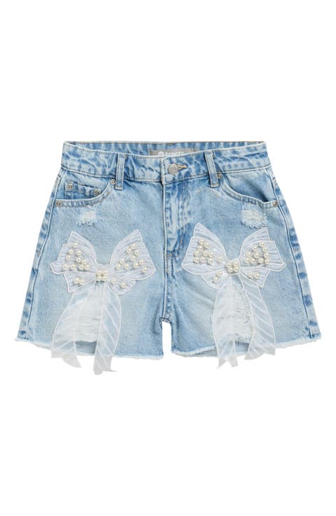 Kids' Embellished Denim Shorts (Bow Bow) (Big Kid)
