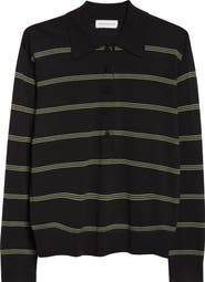Dries Van Noten Tuno Stripe Merino Wool Polo Sweater
