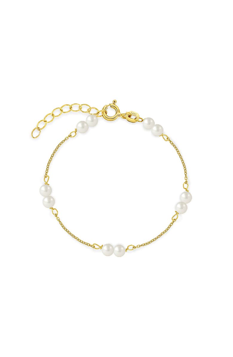 In Season Jewelry 14k Double Freshwater Cultured Pearl Bracelet, Main, color, White