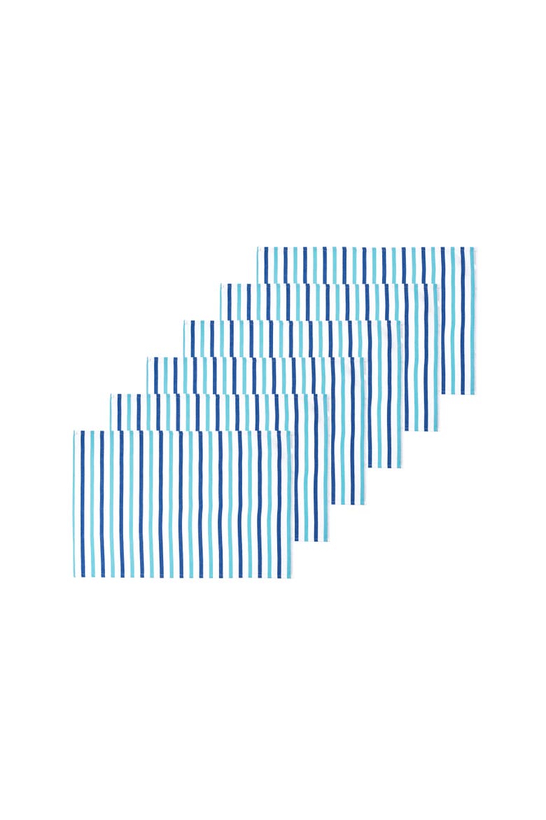 Lakeview Blue Stripe Set of 6 Placemats 13" x 19", Alternate, color, Blue