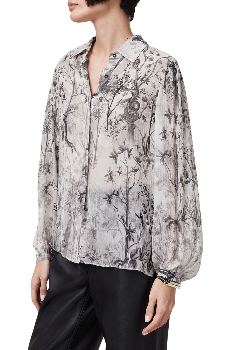 Eddie Floral Print Button Up Shirt, Alternate, color, RISE ECRU WHITE