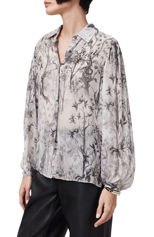 Allsaints Eddie Floral Print Button Up Shirt In Rise Ecru White