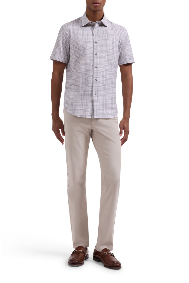 Miles OoohCotton® Shadow Plaid Short Sleeve Button-Up Shirt, Alternate, color, LIMESTONE