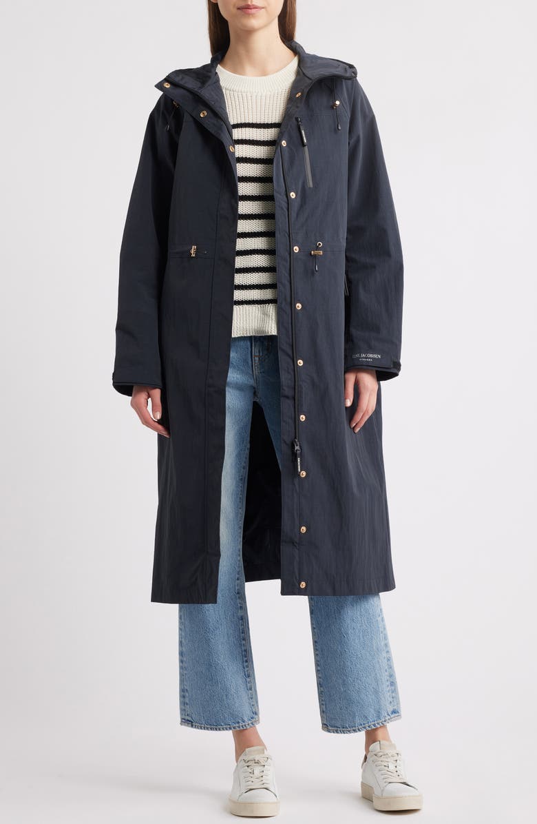 Ilse Jacobsen Rainvision Waterproof Hooded Long Raincoat, Alternate, color, Dark Indigo