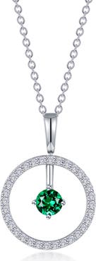 Lafonn Simulated Diamond Lab-Created Birthstone Reversible Pendant Necklace