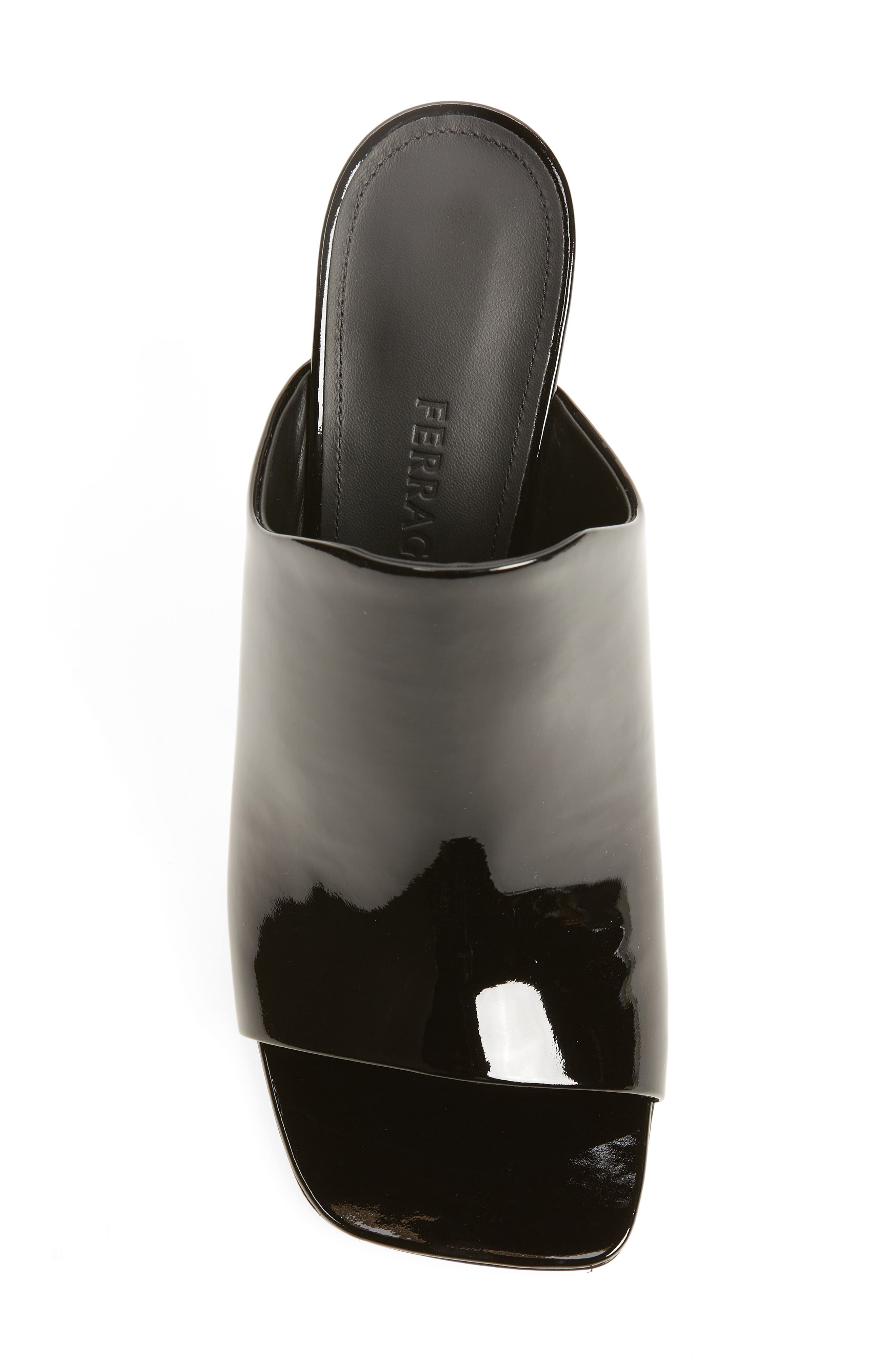 FERRAGAMO Era Peep Toe Slide Sandal, Alternate, color, Black