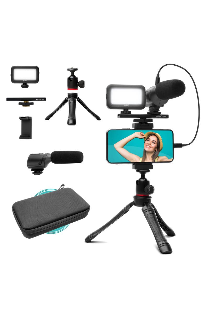 MOVO uVlogger Kit for Android with Light, Mic, Phone Mount, Tripod, Main, color, Black