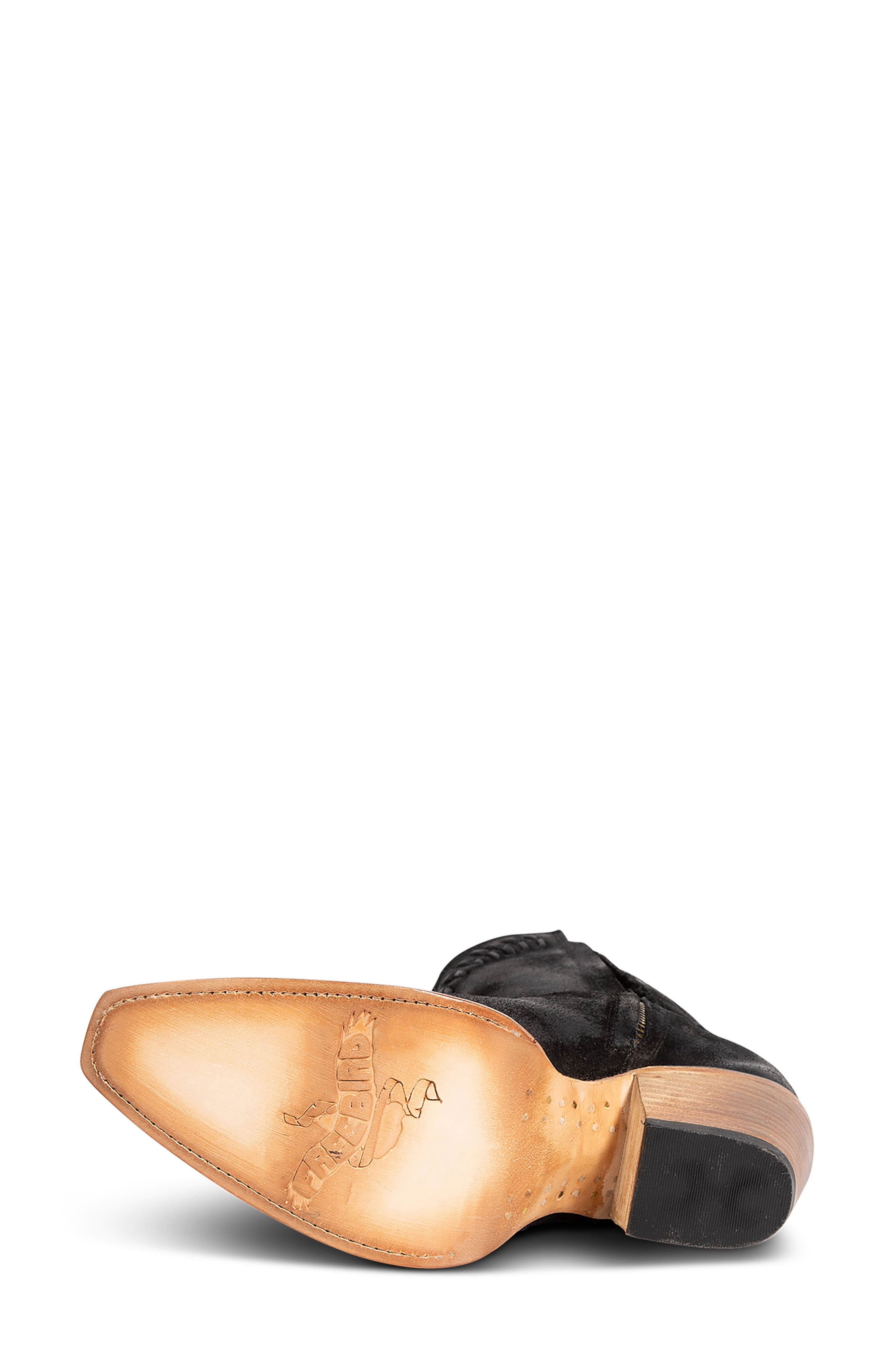 Freya Leather Western Bootie, Alternate, color, BLACK SUEDE