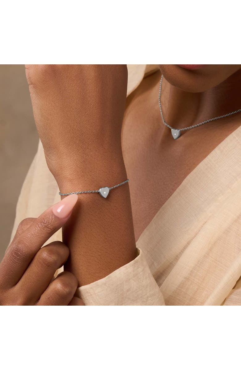 Karma and Luck Graceful Love Diamond Heart Charm Silver Bracelet, Alternate, color, Silver