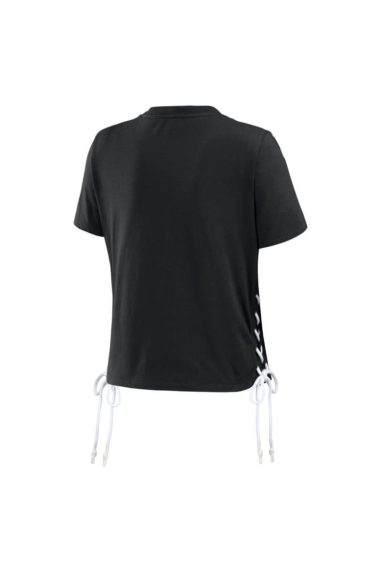 Women's WEAR by Erin Andrews Black San Francisco Giants Side Lace-Up Cropped T-Shirt, Alternate, color, Black