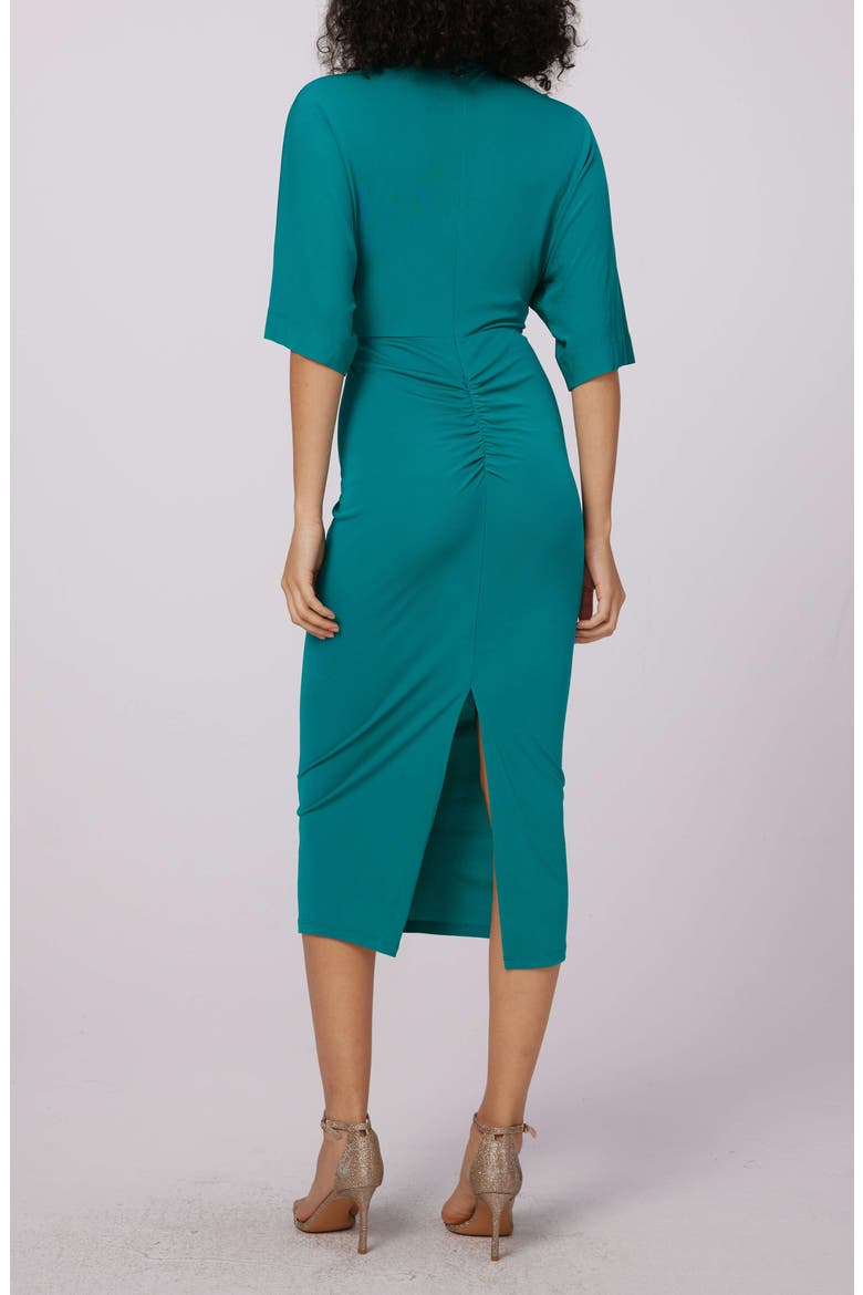 Valerie Center Ruched Midi Dress, Alternate, color, EMERALD