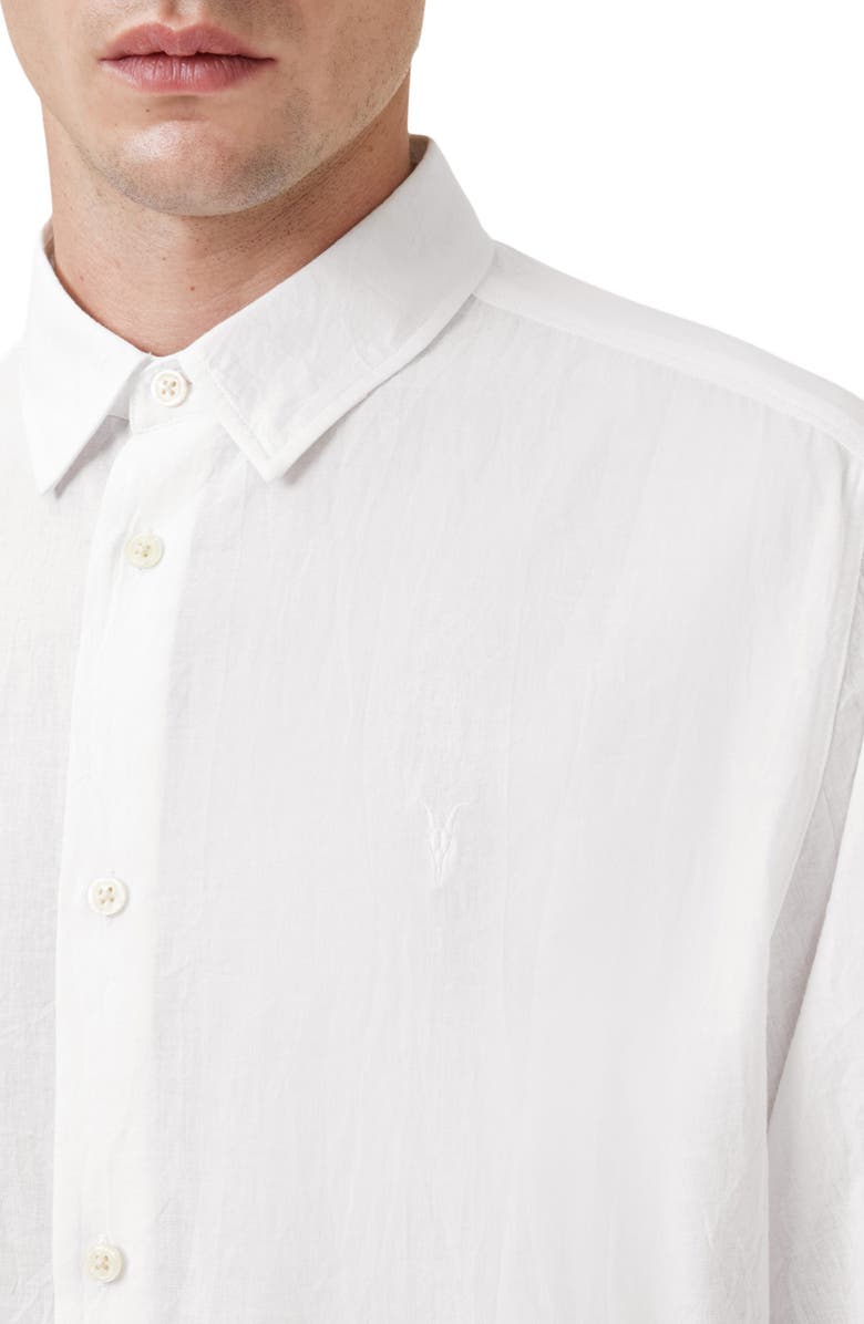 AllSaints Cassis Linen Blend Button-Up Shirt, Alternate, color, 